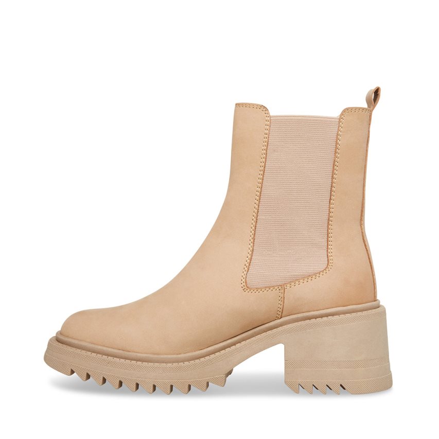 Beige Steve Madden Garth Leather Women's Chelsea Boots | PH 5481LBF